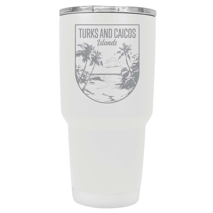 Turks and Caicos Islands Souvenir 24 oz Engraved Insulated Stainless Steel Tumbler Image 1