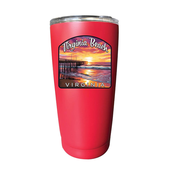 Virginia Beach Viginia Design A Souvenir 16 oz Insulated Tumbler STAINLESS STEEL Image 1