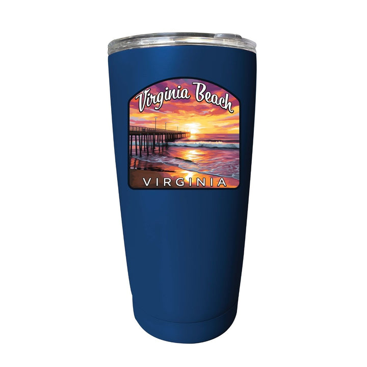 Virginia Beach Viginia Design A Souvenir 16 oz Insulated Tumbler STAINLESS STEEL Image 1