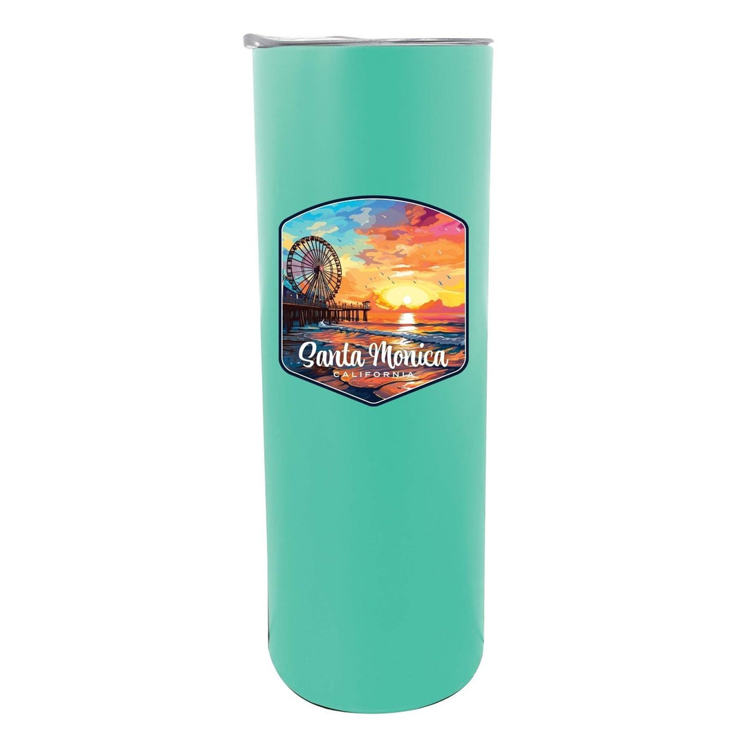 Santa Monica California Design A Souvenir 20 oz Insulated Stainless Steel Skinny Tumbler Image 3