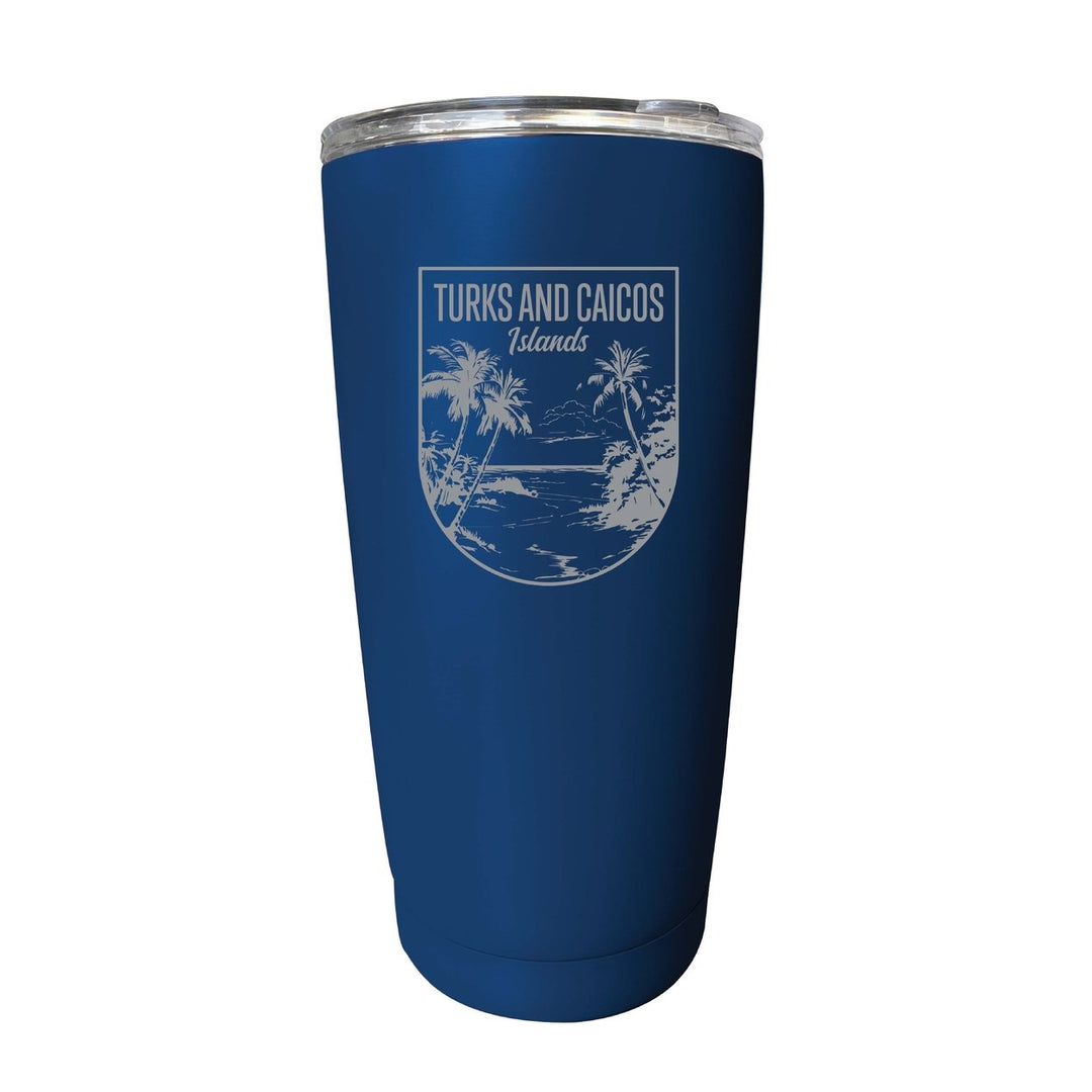 Turks and Caicos Islands Souvenir 16 oz Engraved Stainless Steel Insulated Tumbler Image 1