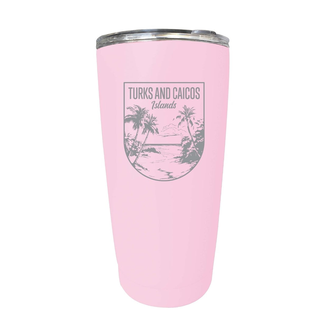 Turks and Caicos Islands Souvenir 16 oz Engraved Stainless Steel Insulated Tumbler Image 1