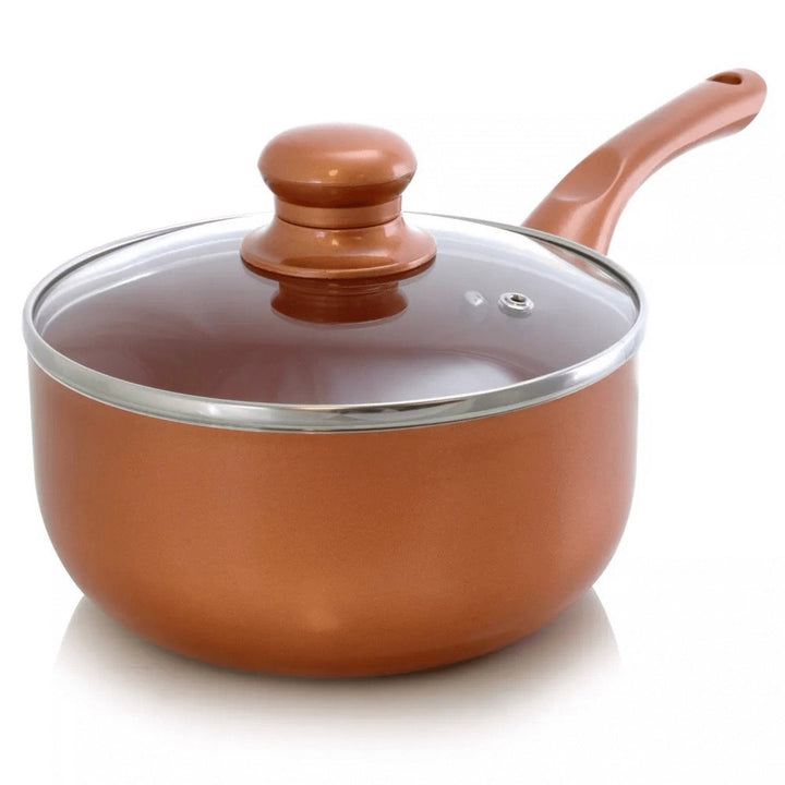 Better Chef 1.5Qt Ceramic Coated Copper Saucepan Glass Lid Model SP5 Image 1