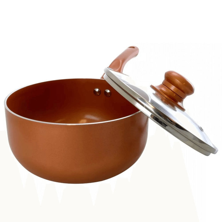 Better Chef 1.5Qt Ceramic Coated Copper Saucepan Glass Lid Model SP5 Image 3