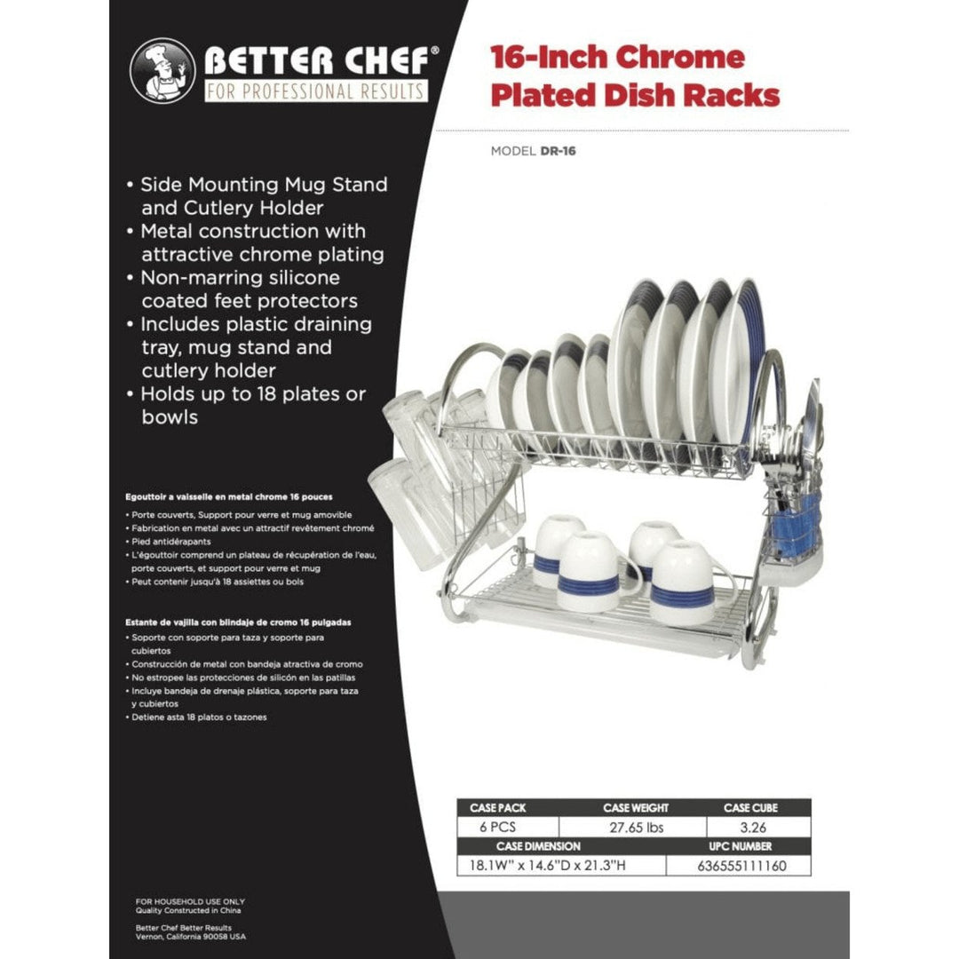 Better Chef 16 Inch Chrome Dish Rack 2 Level S Shaped Cutlery Holder DR-16 Image 5