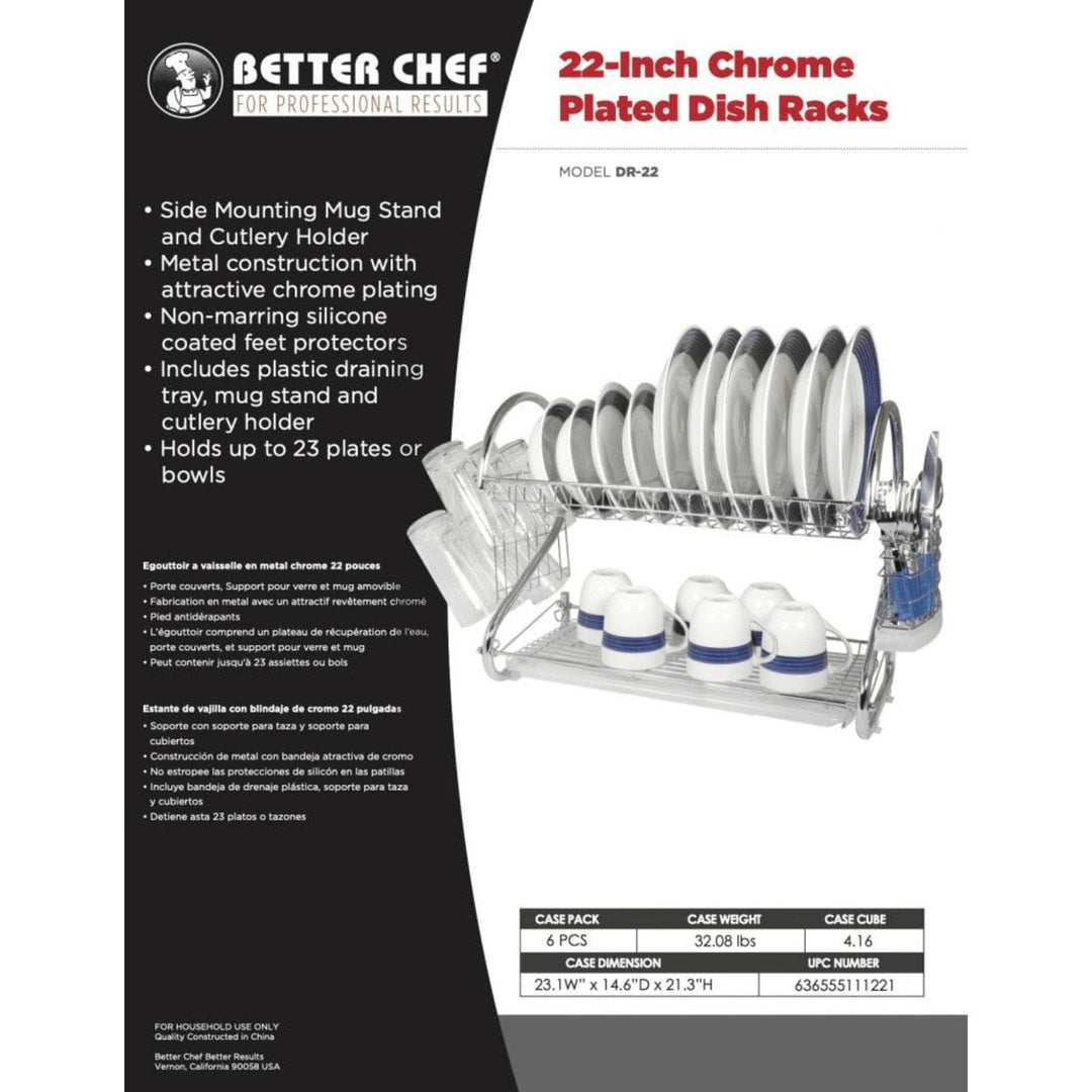 Better Chef 22" 2-Level Chrome-Plated S-Shaped Dish Rack Image 5