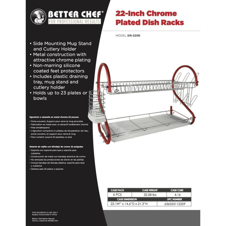 Better Chef 22" 2-Level Colored-Chrome-Plated S-Shaped Dish Rack Image 7