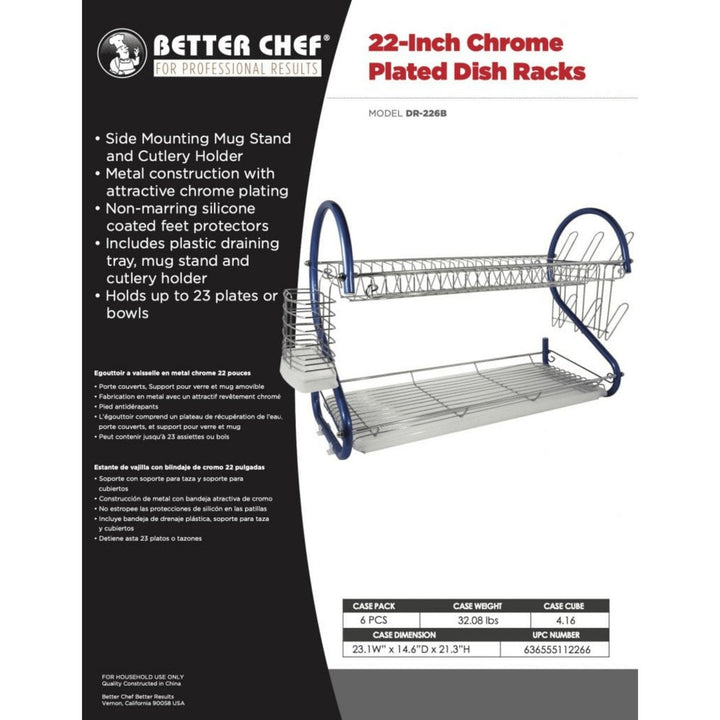 Better Chef 22" 2-Level Colored-Chrome-Plated S-Shaped Dish Rack Image 11