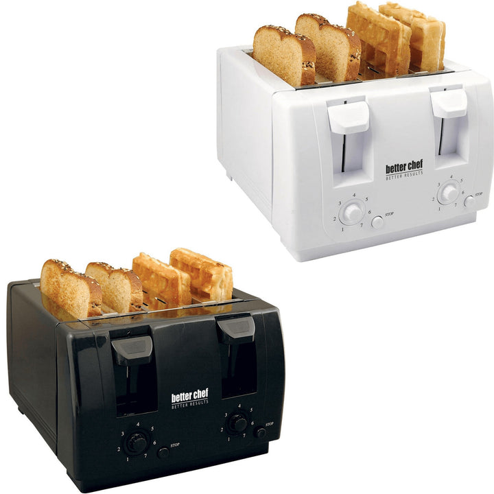 Better Chef 4-Slice Toaster Wide Slot Dual Control Black IM-242B Cool-Touch Image 1