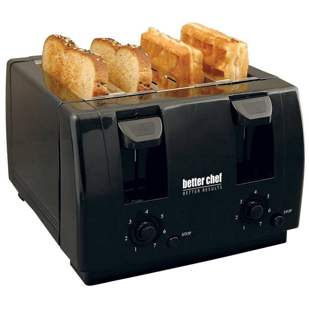 Better Chef 4-Slice Toaster Wide Slot Dual Control Black IM-242B Cool-Touch Image 5