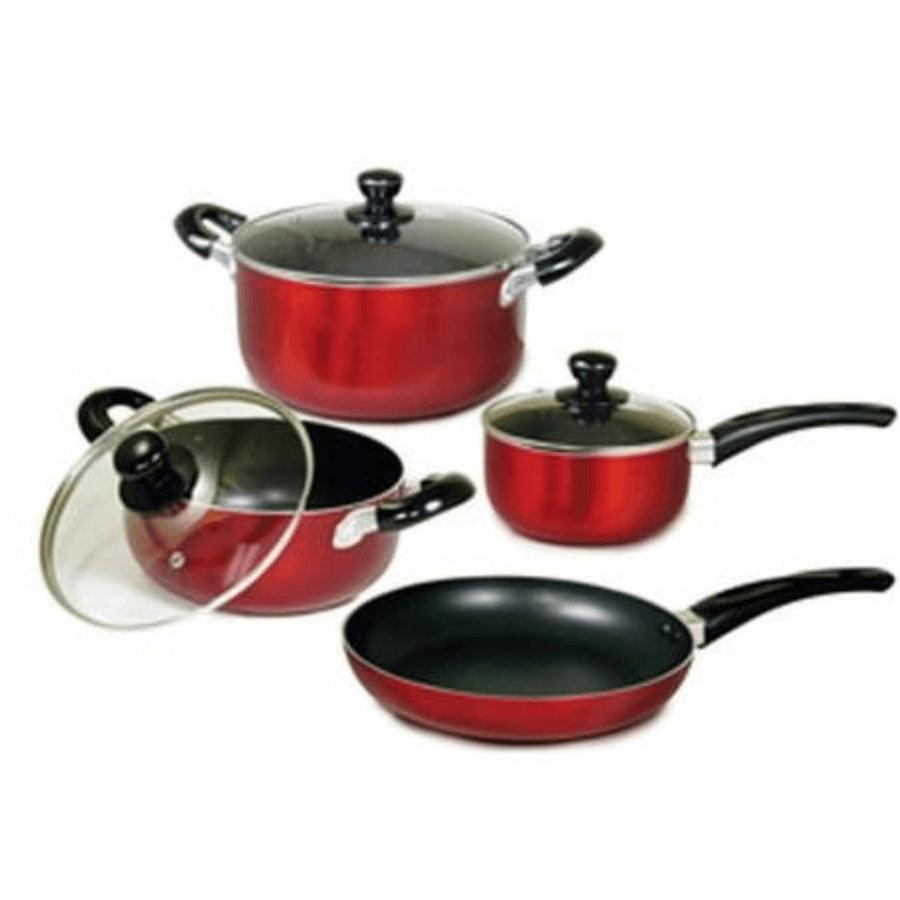 Better Chef 7-Piece Non-Stick Cookware Set Aluminum Granite Red F889R Image 1