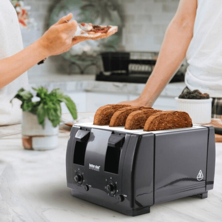 Better Chef 4-Slice Toaster Wide Slot Dual Control Black IM-242B Cool-Touch Image 10