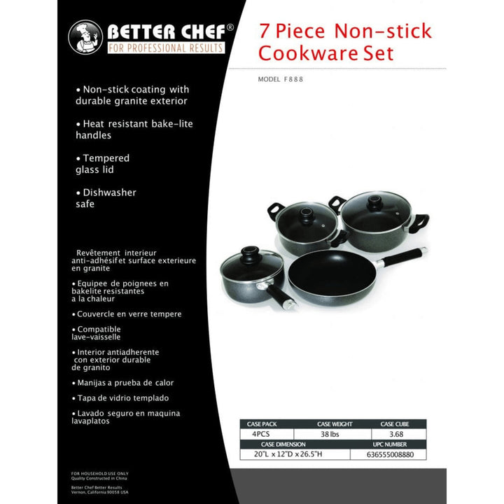 Better Chef Aluminum Non-Stick Cookware Set 7-Piece Granite Grey F888 Image 2