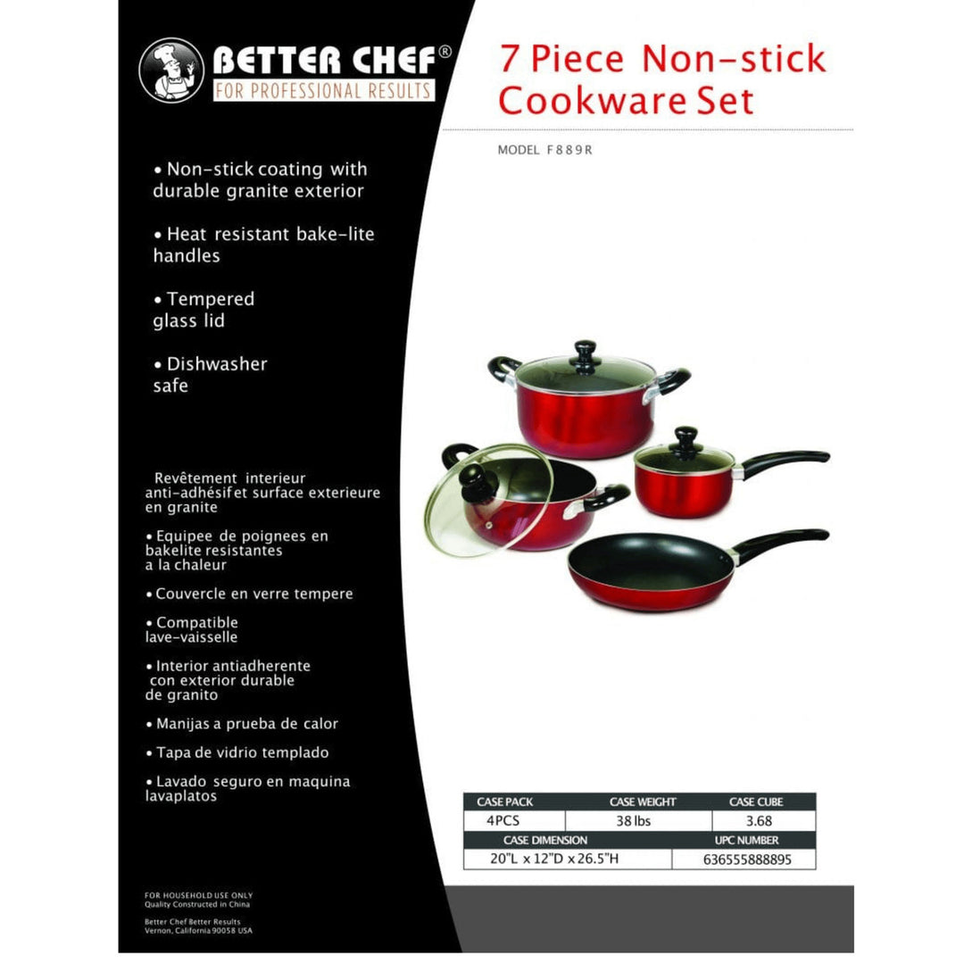 Better Chef 7-Piece Non-Stick Cookware Set Aluminum Granite Red F889R Image 7