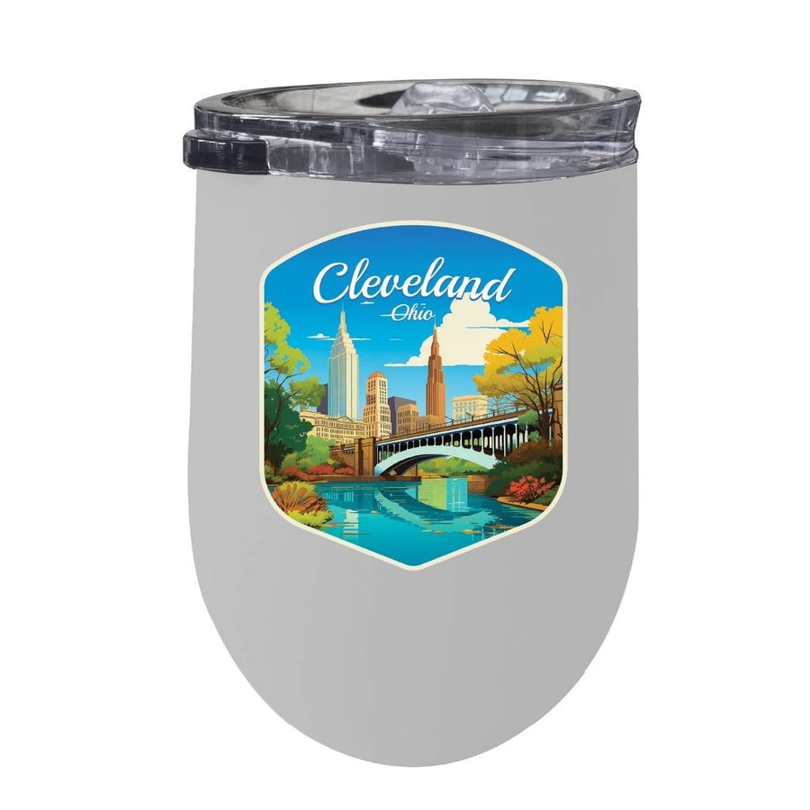 Cleveland Ohio Design B Souvenir 12 oz Insulated Wine Stainless Steel Tumbler Image 1