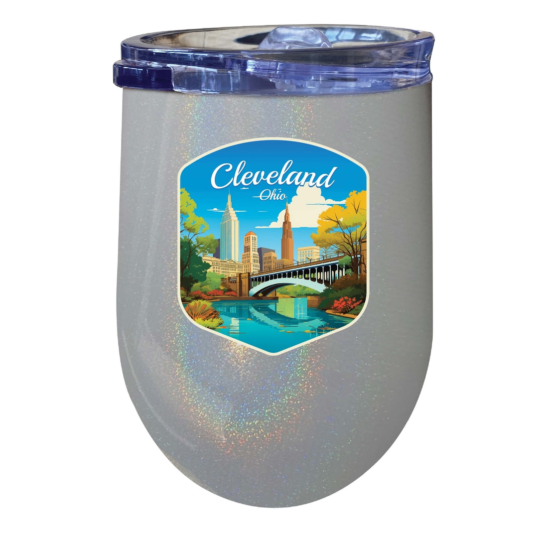 Cleveland Ohio Design B Souvenir 12 oz Insulated Wine Stainless Steel Tumbler Image 3