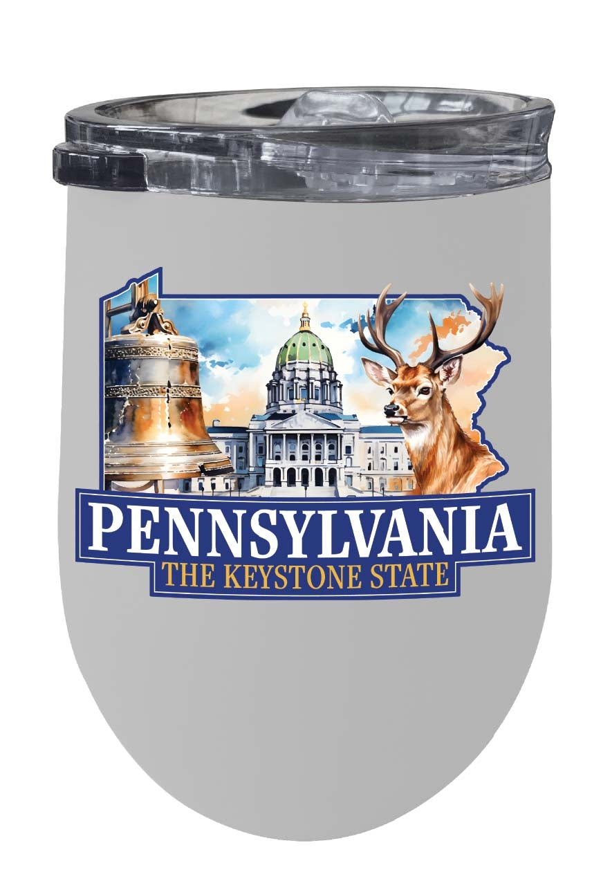 Pennsylvania Design D Souvenir 12 oz Insulated Wine Stainless Steel Tumbler Image 1