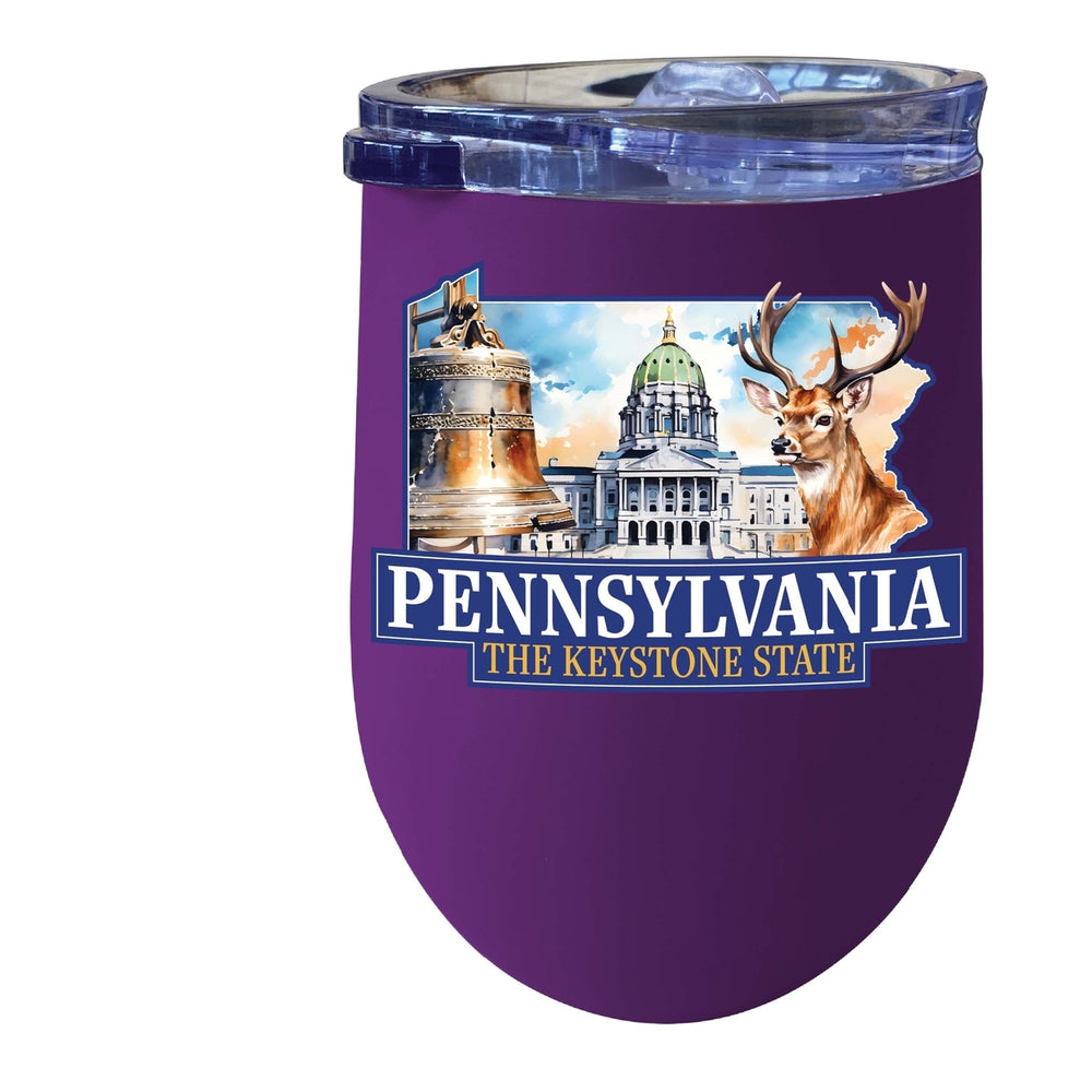 Pennsylvania Design D Souvenir 12 oz Insulated Wine Stainless Steel Tumbler Image 2