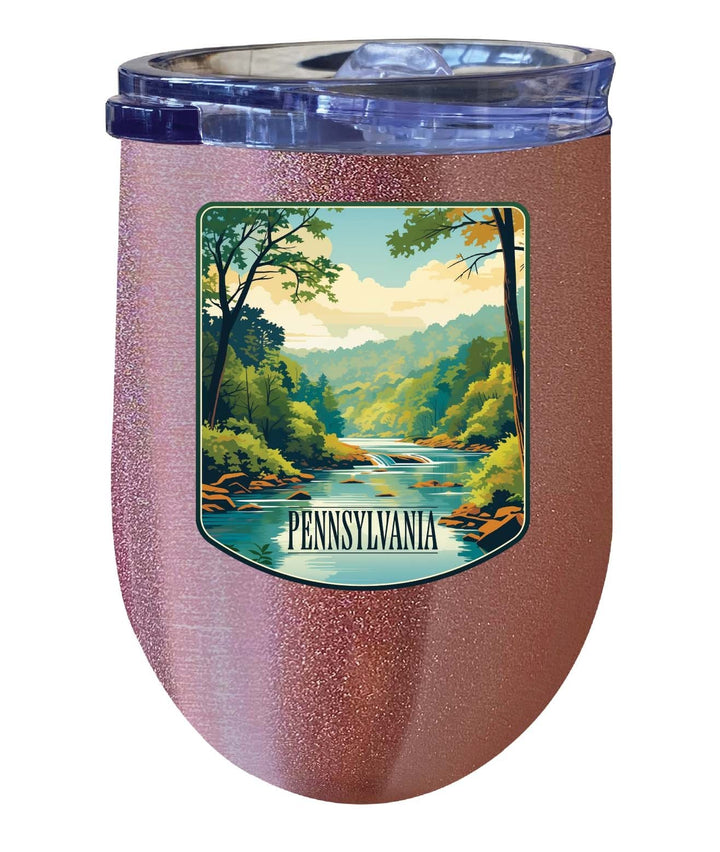 Pennsylvania Design B Souvenir 12 oz Insulated Wine Stainless Steel Tumbler Image 1