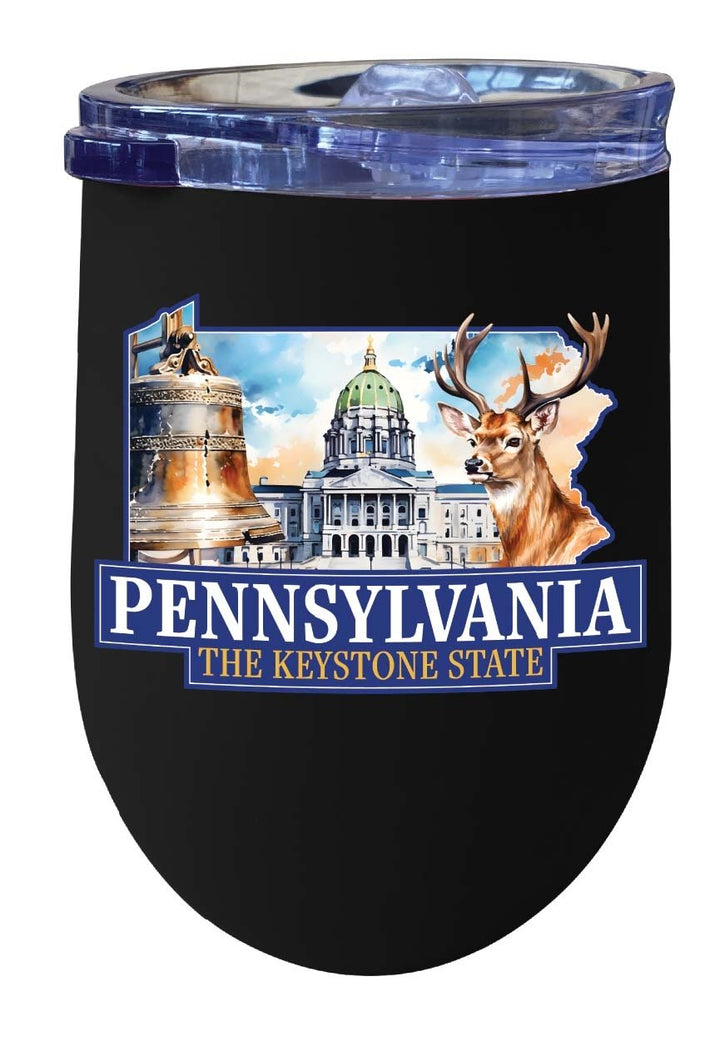 Pennsylvania Design D Souvenir 12 oz Insulated Wine Stainless Steel Tumbler Image 6