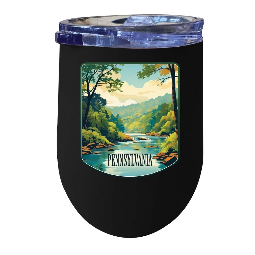 Pennsylvania Design B Souvenir 12 oz Insulated Wine Stainless Steel Tumbler Image 1