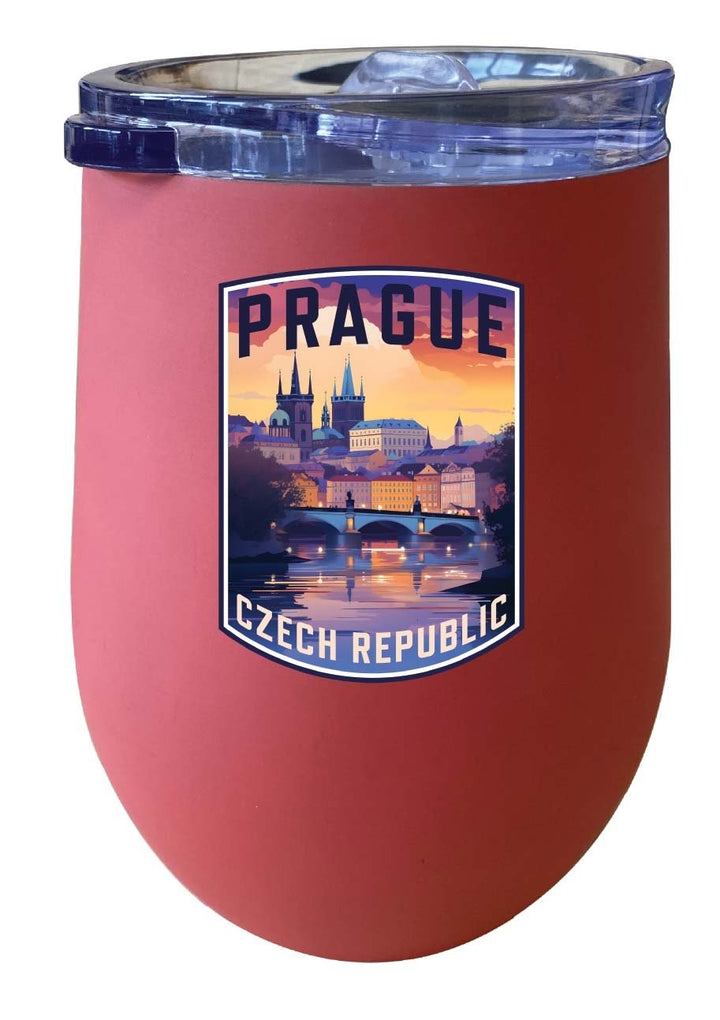 Prague Czech Republic Design B Souvenir 12 oz Insulated Wine Stainless Steel Tumbler Image 1