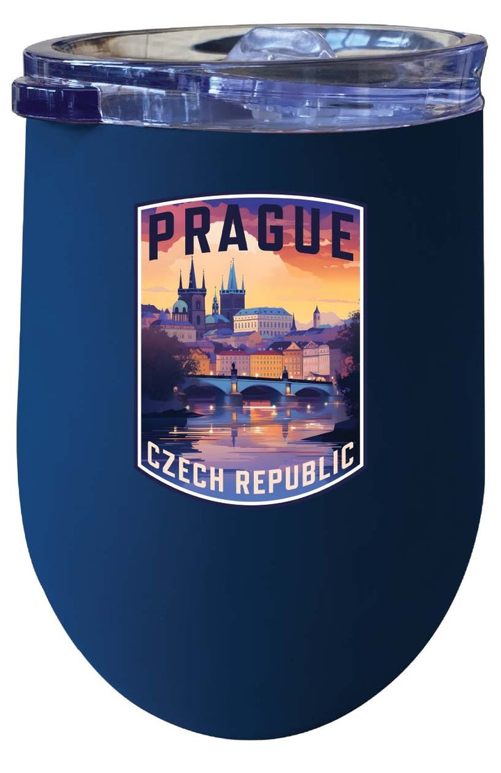 Prague Czech Republic Design B Souvenir 12 oz Insulated Wine Stainless Steel Tumbler Image 1