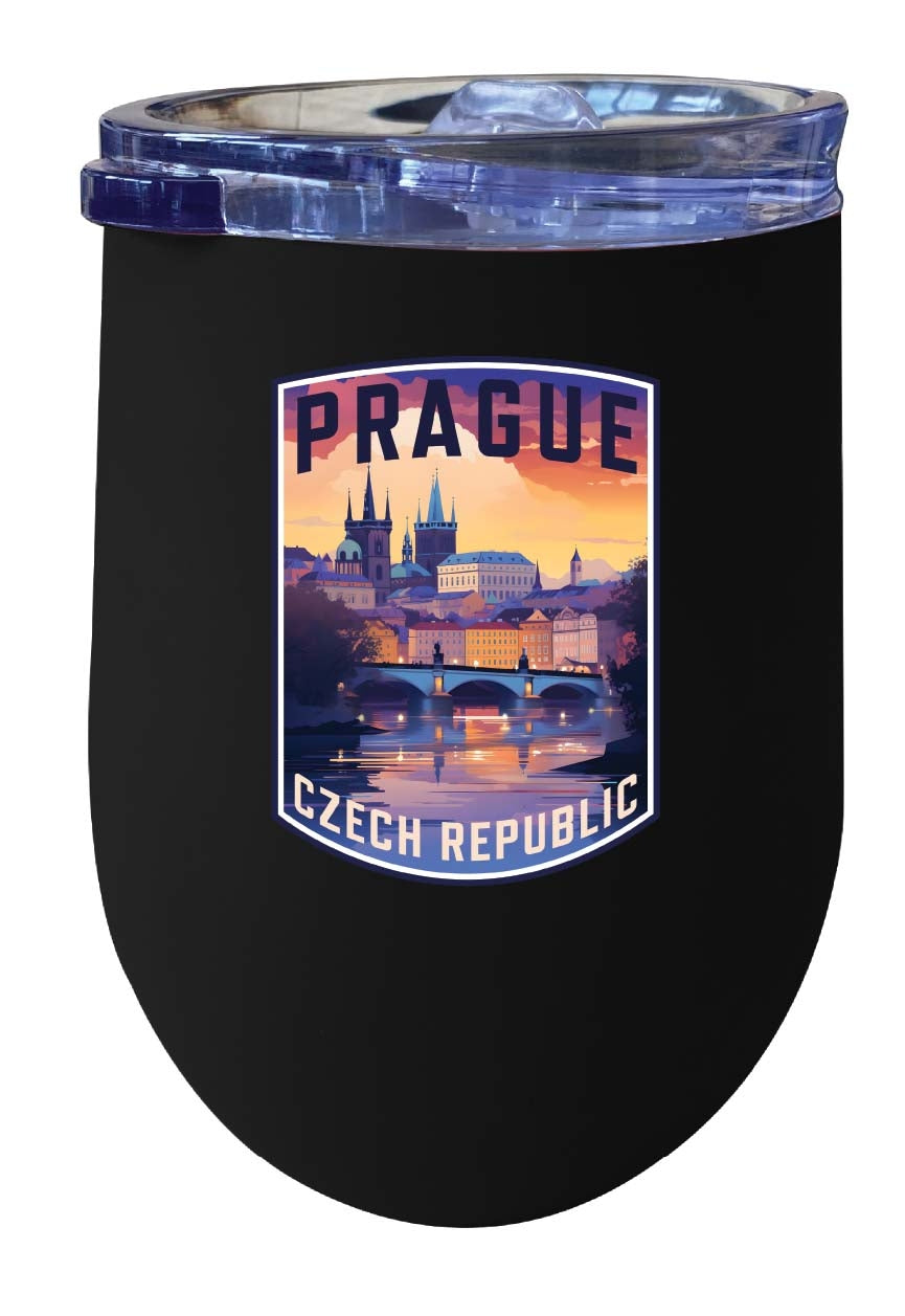 Prague Czech Republic Design B Souvenir 12 oz Insulated Wine Stainless Steel Tumbler Image 5