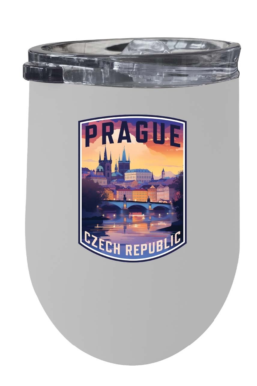 Prague Czech Republic Design B Souvenir 12 oz Insulated Wine Stainless Steel Tumbler Image 7