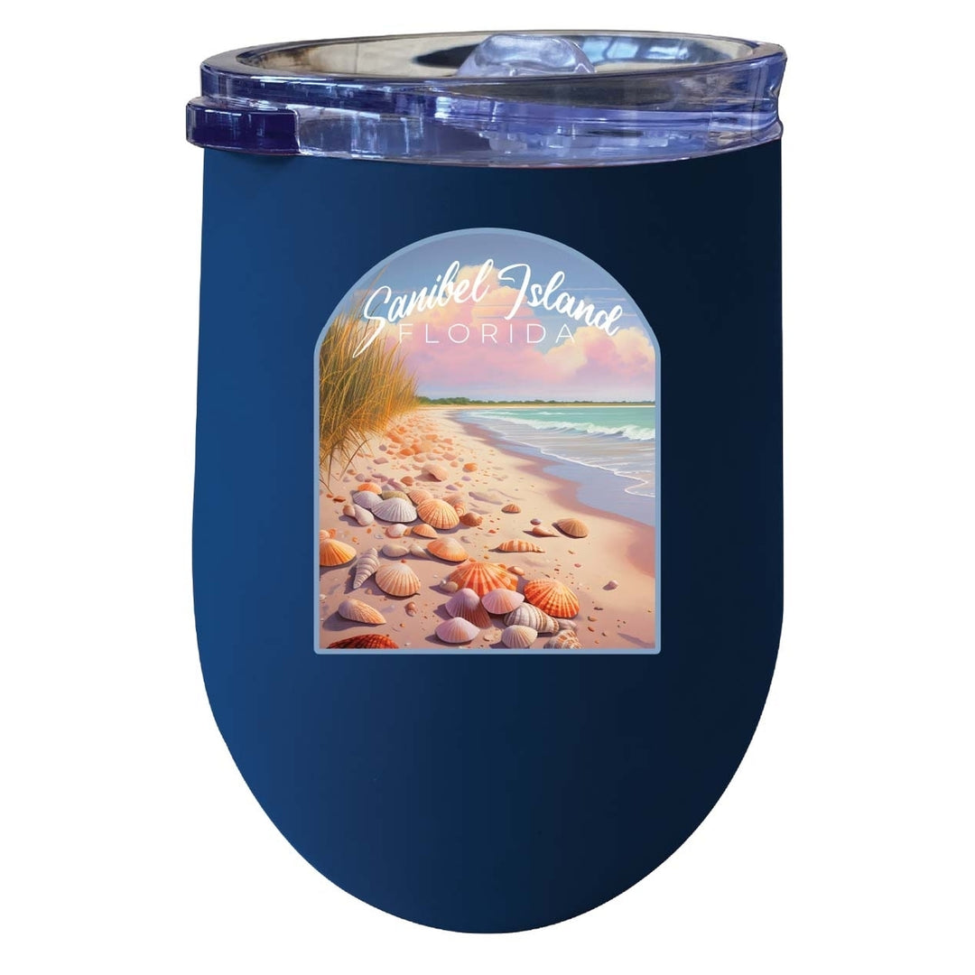 Sanibel Island Florida Design B Souvenir 12 oz Insulated Wine Stainless Steel Tumbler Image 2