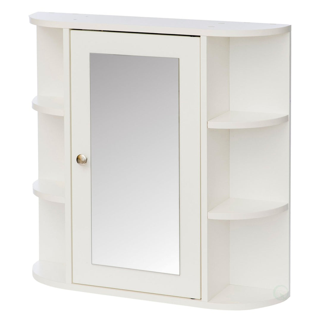 White Wall Mount Medicine Cabinet 26in 4 Adjustable Shelves Bathroom Storage Image 6