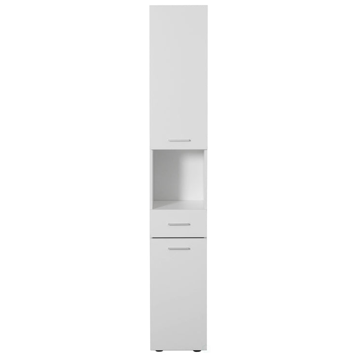 71.5" Tall Corner Shelf Cabinet with 2 Doors 1 Drawer Linen Tower Storage White Image 8