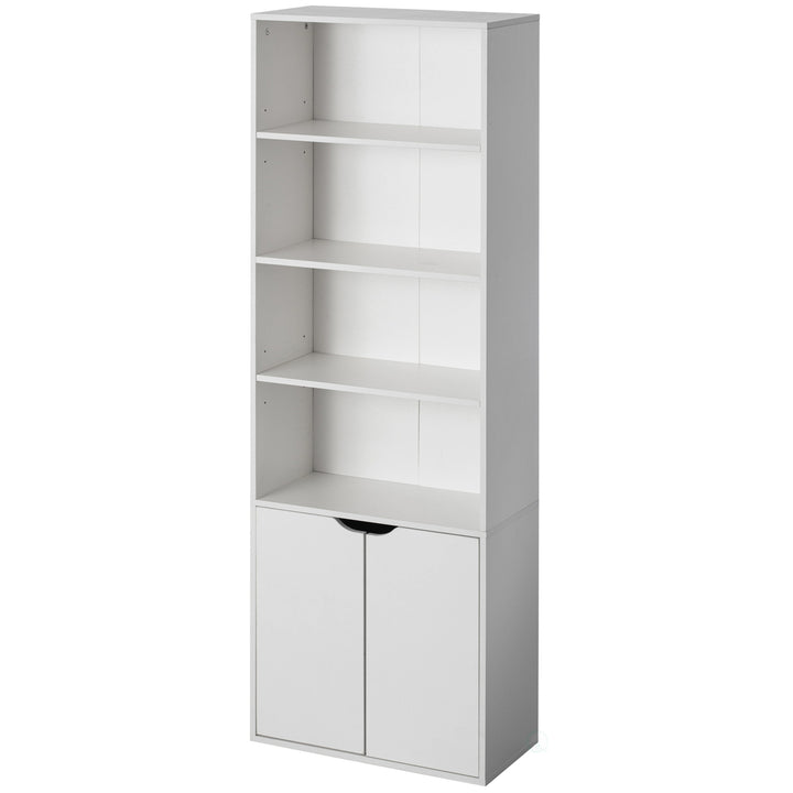 4-Tier 71 Inch Open Bookshelf with 2 Doors Storage Cabinet Adjustable Shelf Image 1