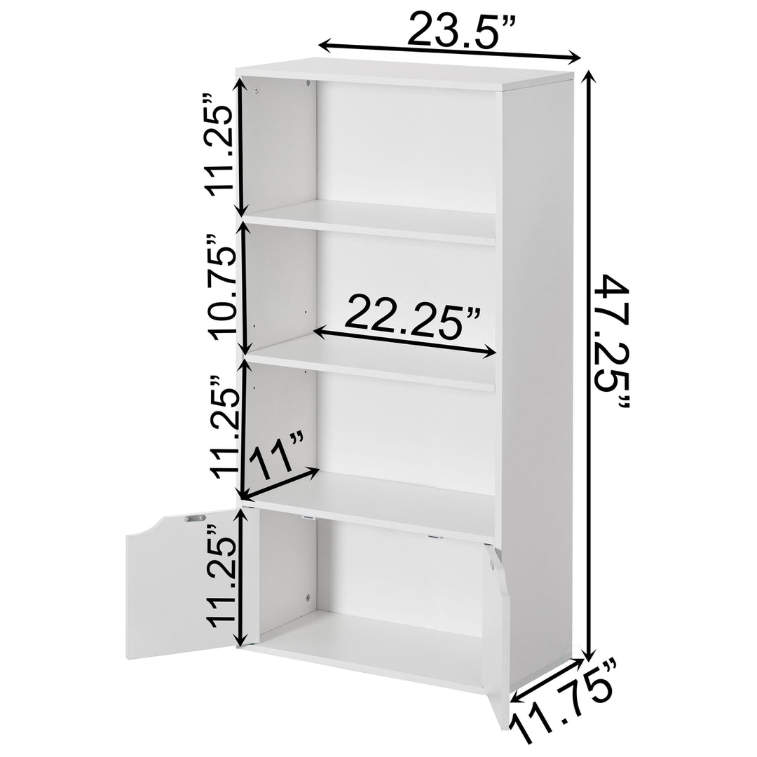 47 Inch 3 Tier Open Book Shelf with 2 Door Storage Cabinet Adjustable Shelf Image 6