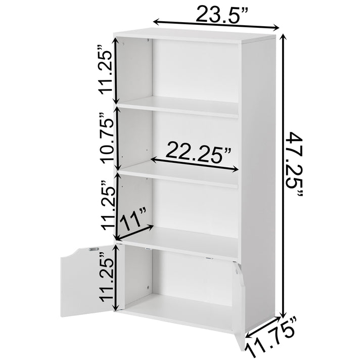 47 Inch 3 Tier Open Book Shelf with 2 Door Storage Cabinet Adjustable Shelf Image 6