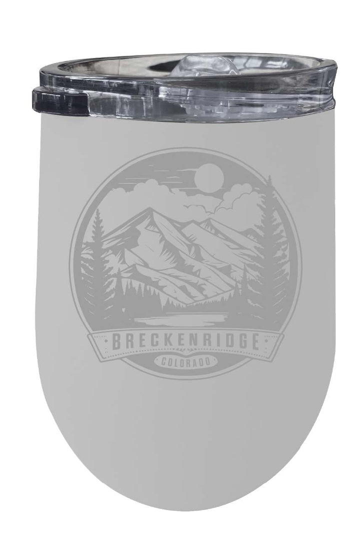 Breckenridge Colorado Souvenir 12 oz Engraved Insulated Wine Stainless Steel Tumbler Rainbow Glitter Gray Image 1