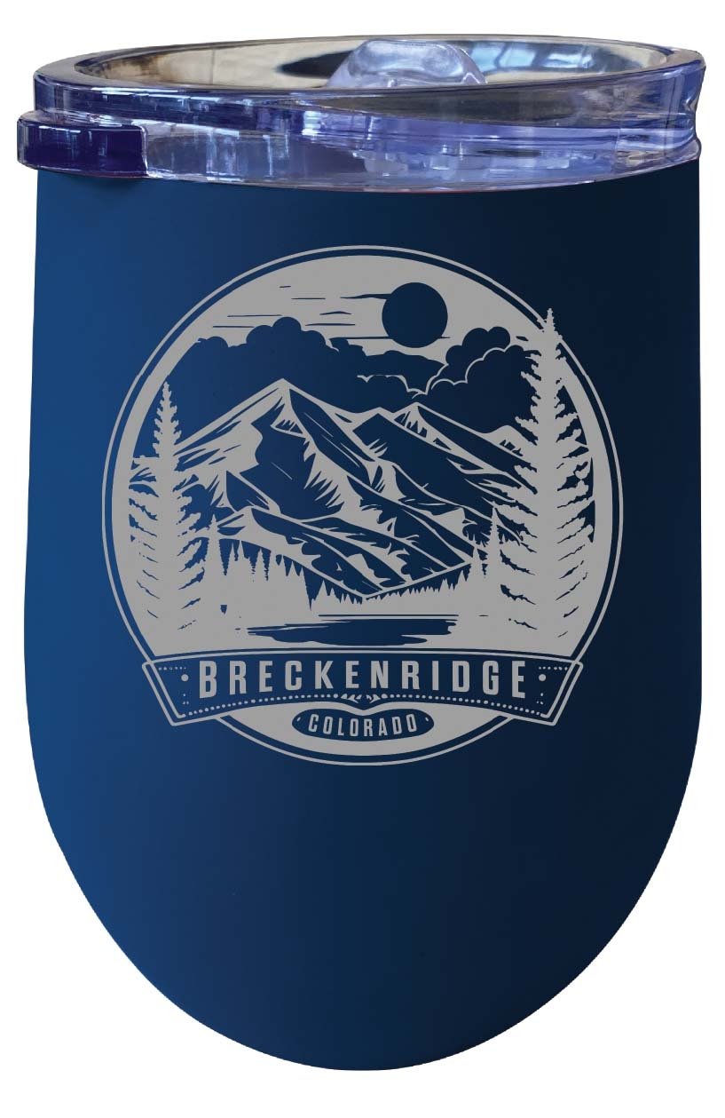 Breckenridge Colorado Souvenir 12 oz Engraved Insulated Wine Stainless Steel Tumbler Rainbow Glitter Gray Image 5