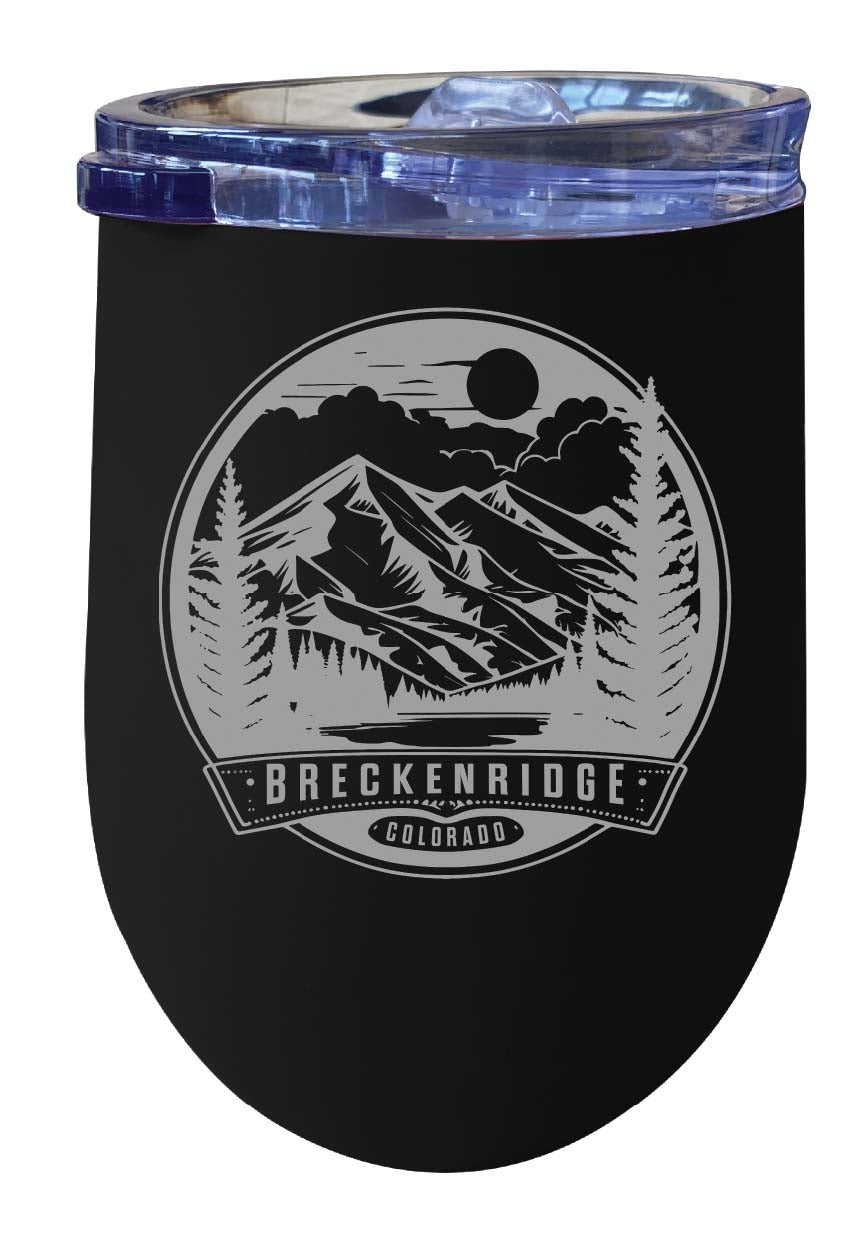 Breckenridge Colorado Souvenir 12 oz Engraved Insulated Wine Stainless Steel Tumbler Rainbow Glitter Gray Image 8