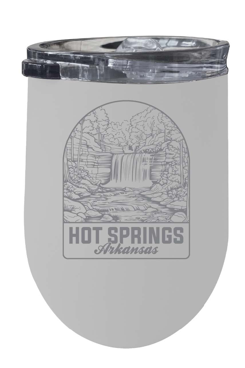 Hot Springs Arkansas Souvenir 12 oz Engraved Insulated Wine Stainless Steel Tumbler Rainbow Glitter Gray Image 4