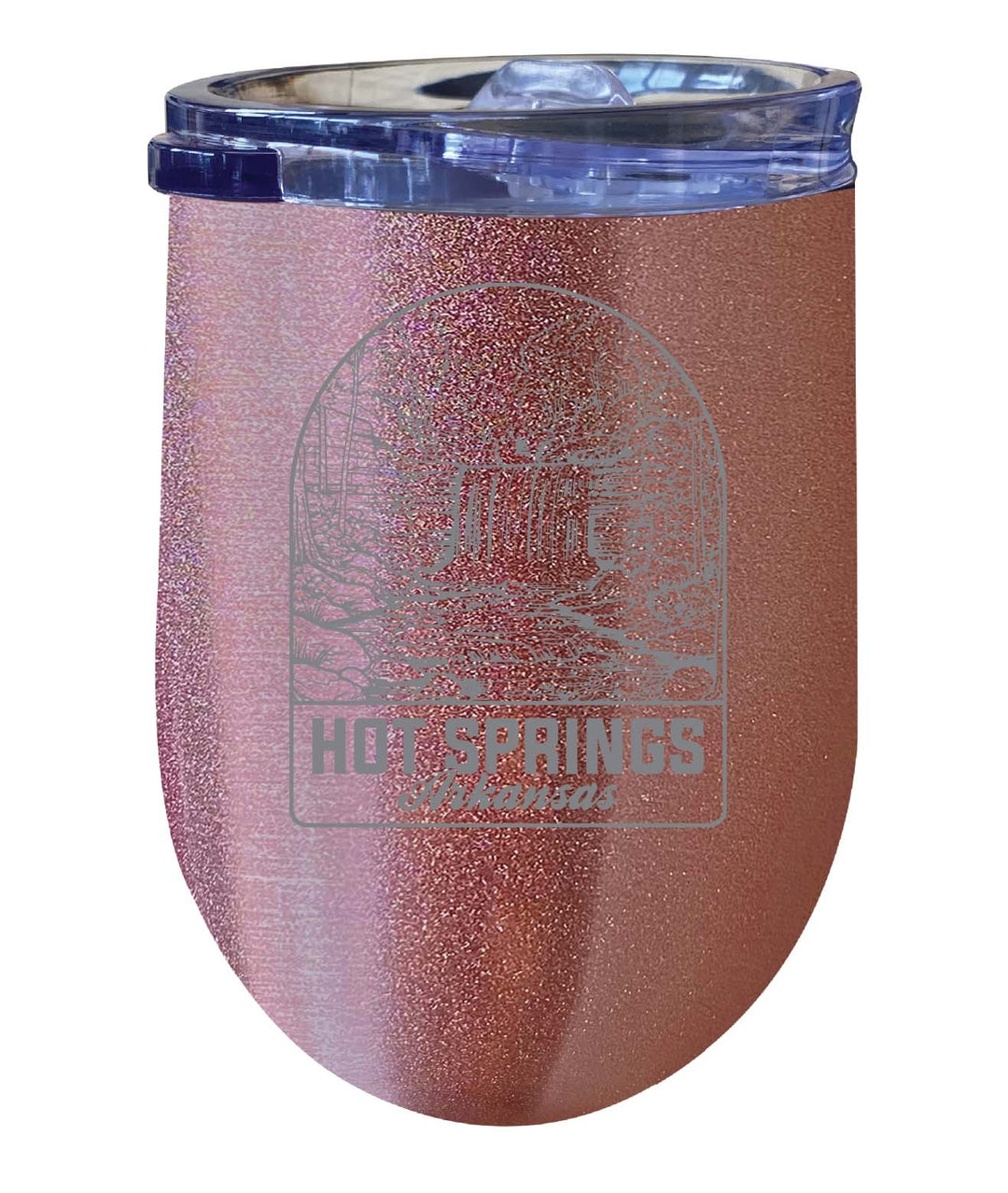 Hot Springs Arkansas Souvenir 12 oz Engraved Insulated Wine Stainless Steel Tumbler Rainbow Glitter Gray Image 5