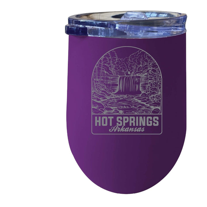 Hot Springs Arkansas Souvenir 12 oz Engraved Insulated Wine Stainless Steel Tumbler Rainbow Glitter Gray Image 1