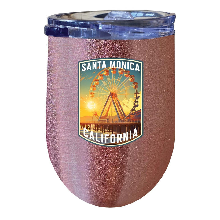 Santa Monica California Design C Souvenir 12 oz Insulated Wine Stainless Steel Tumbler Image 2