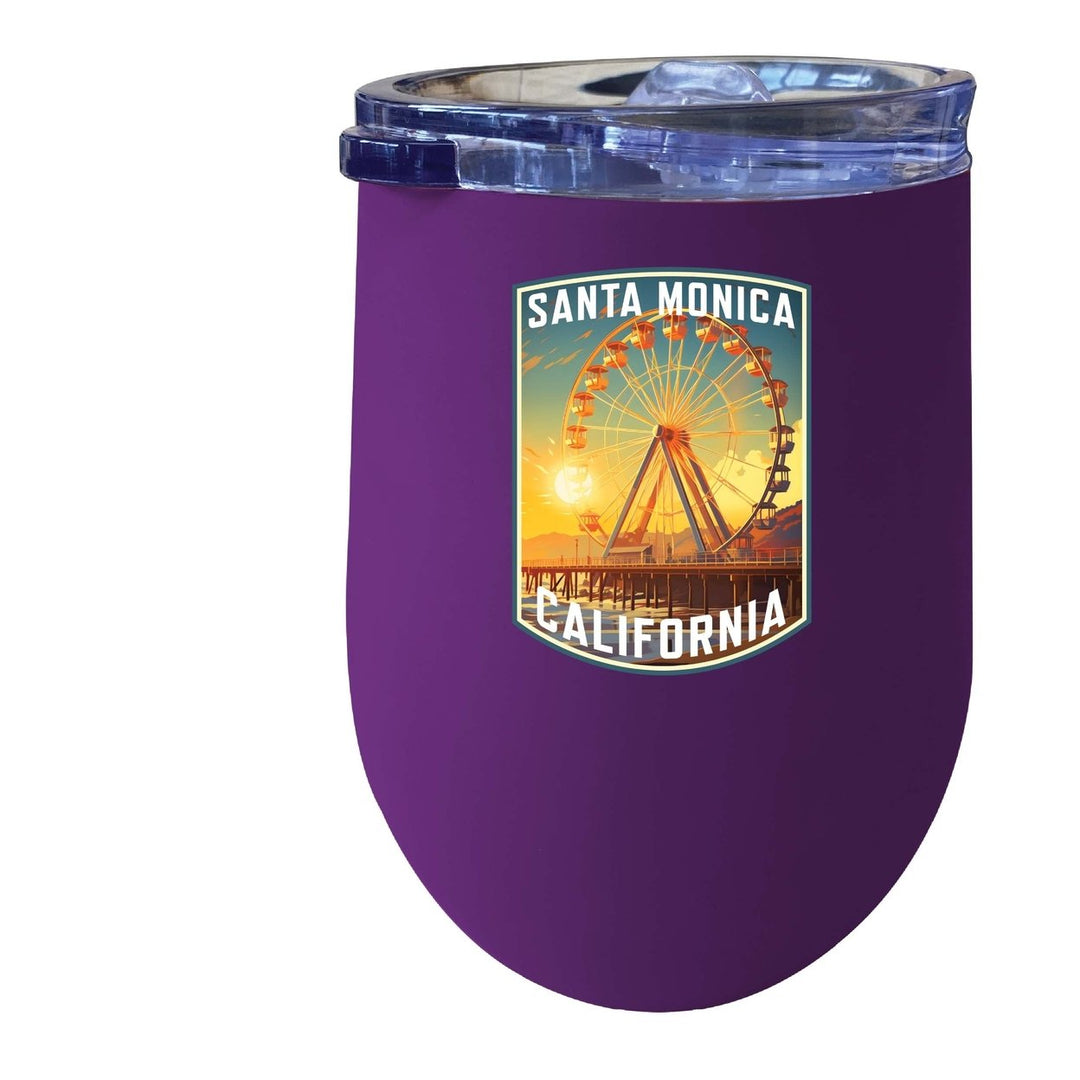 Santa Monica California Design C Souvenir 12 oz Insulated Wine Stainless Steel Tumbler Image 1