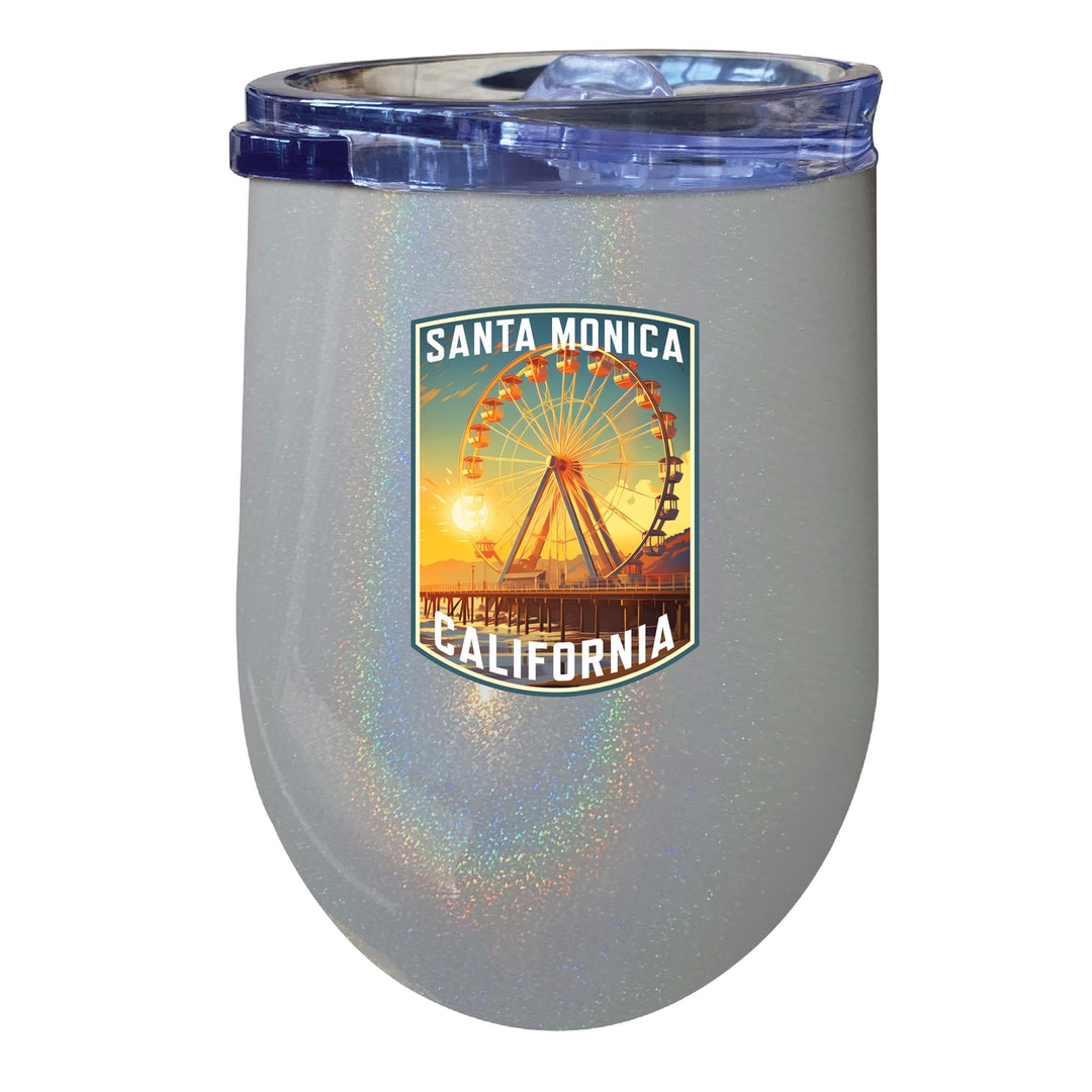 Santa Monica California Design C Souvenir 12 oz Insulated Wine Stainless Steel Tumbler Image 4