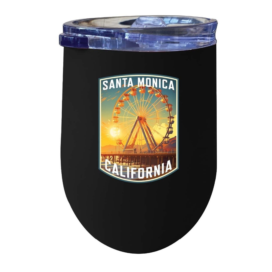 Santa Monica California Design C Souvenir 12 oz Insulated Wine Stainless Steel Tumbler Image 1