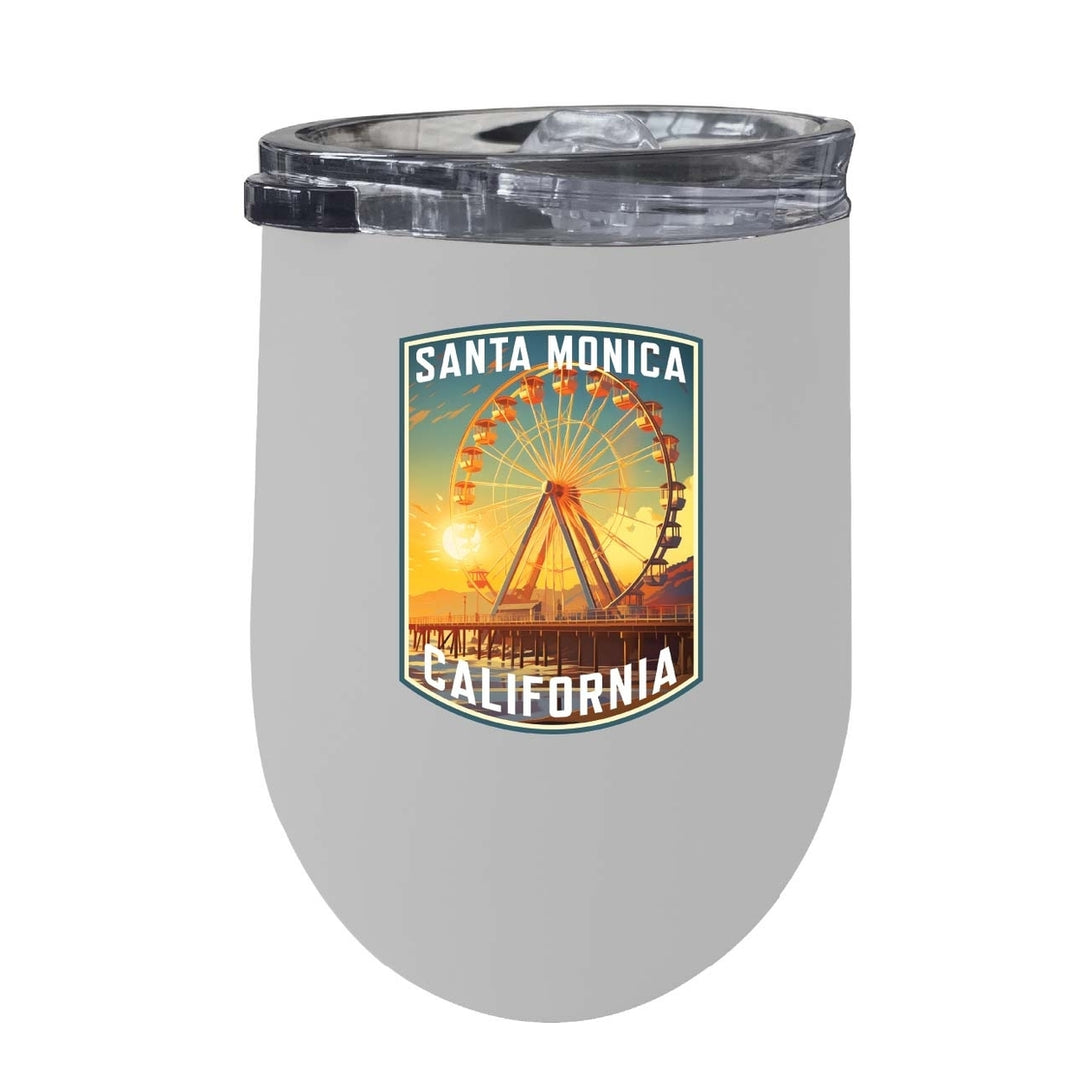 Santa Monica California Design C Souvenir 12 oz Insulated Wine Stainless Steel Tumbler Image 7