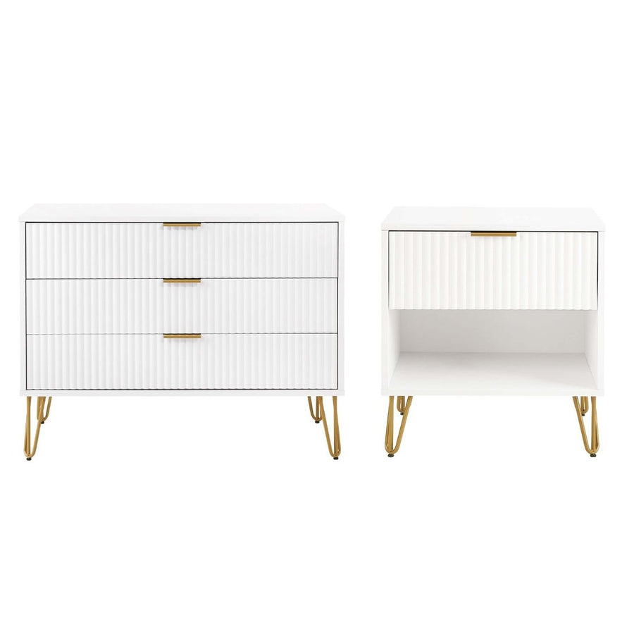 2-Piece DUMBO Modern Standard 3-Drawer Dresser and DUMBO Modern 1.0 Nightstand Image 1