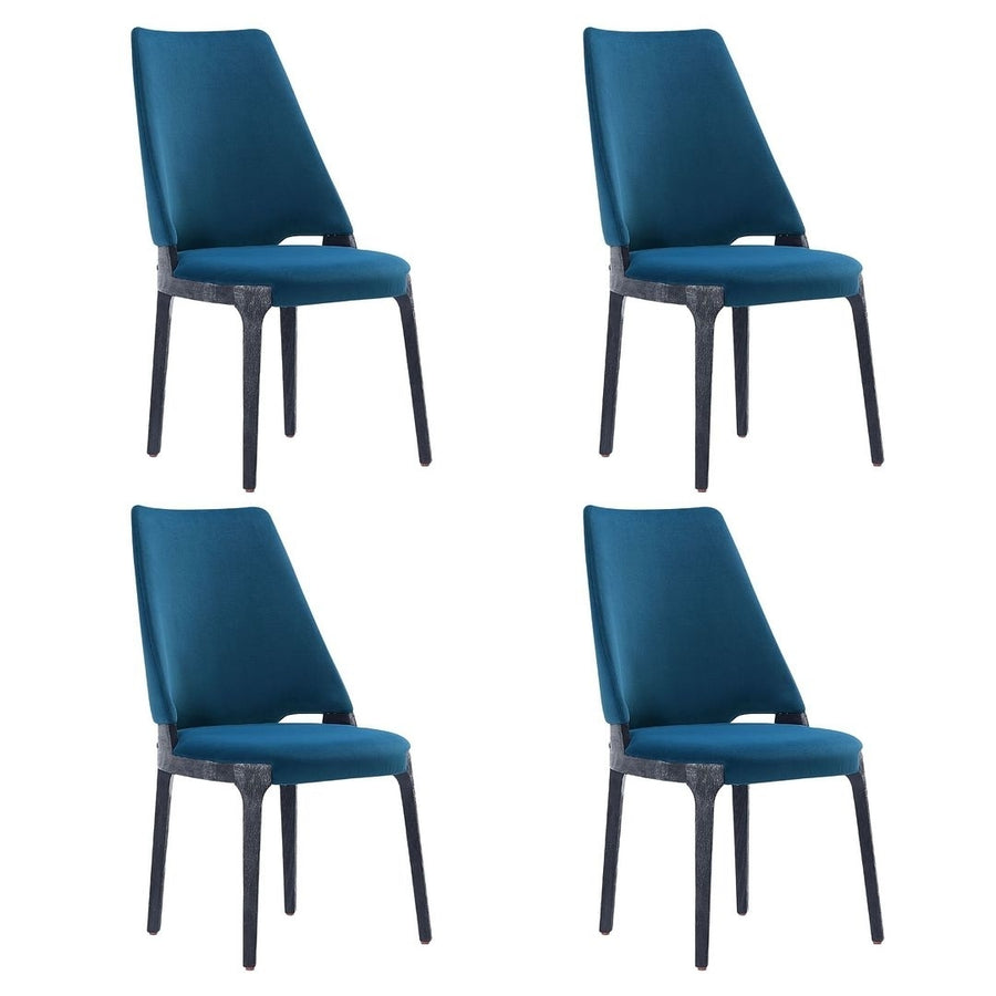 Kara Velvet Dining Chair Set of 4 Blue Upholstered Solid Wood Legs Commercial Grade Image 1