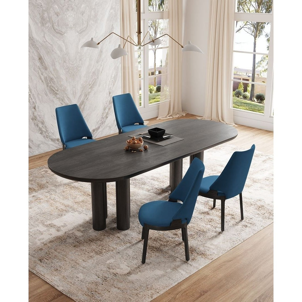 Kara Velvet Dining Chair Set of 4 Blue Upholstered Solid Wood Legs Commercial Grade Image 2