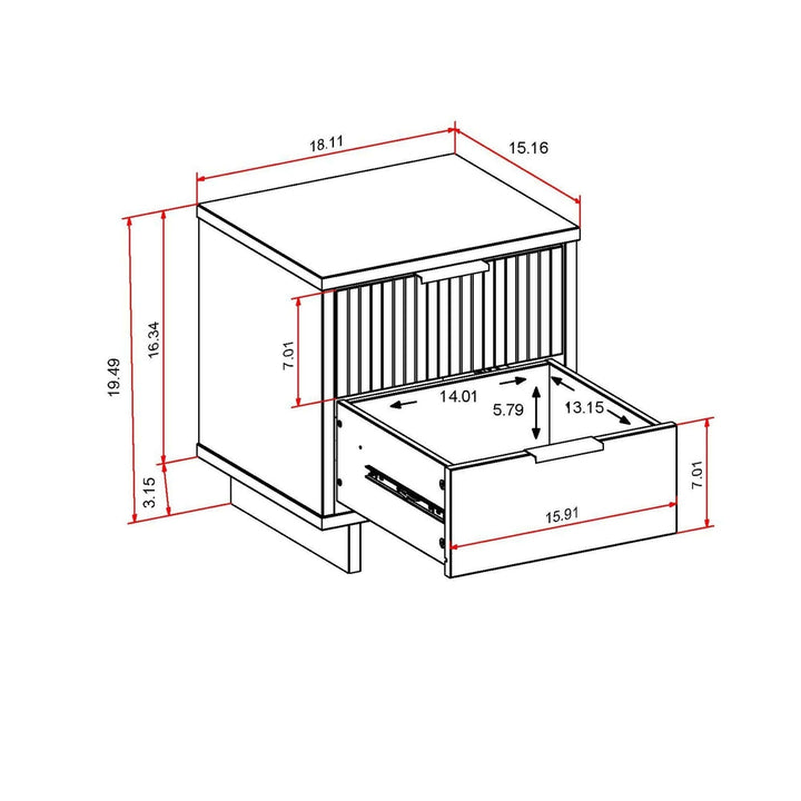 Granville Modern Solid Wood Nightstand with 2 Drawer - Set of 2 Image 3